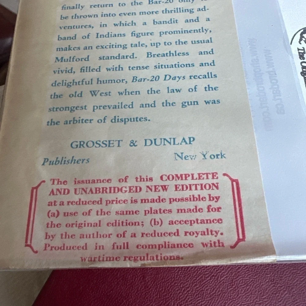 Bar-20 Days by Clarence E. Mulford  (Grosset & Dunlap) – Hopalong Cassidy Series